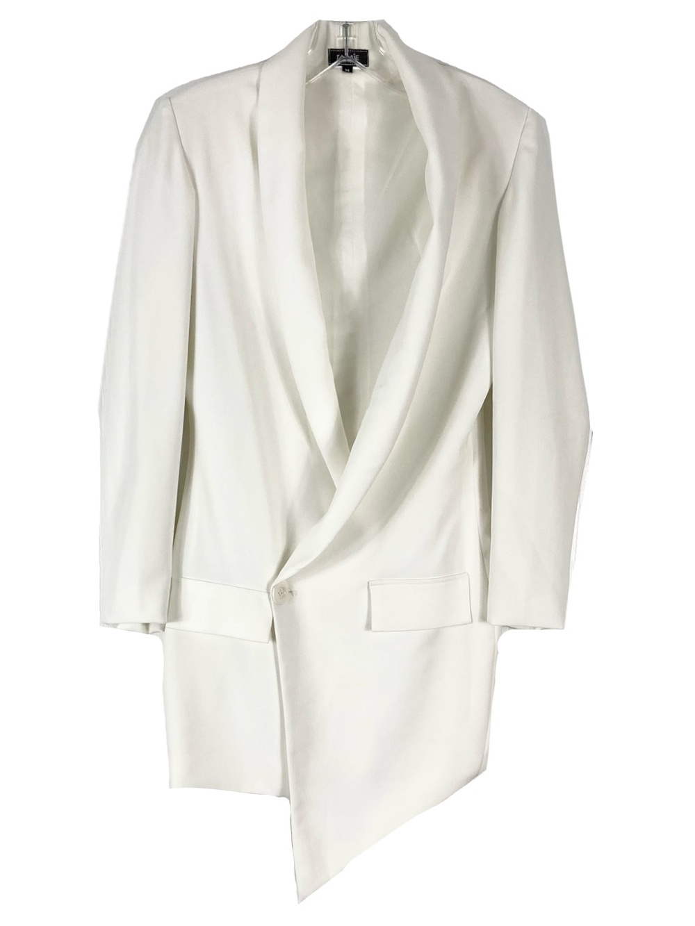 JAMIE Blazer Women M White Single-Breasted Pockets Lined Asymmetrical-Hem